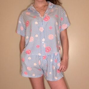 Joe Boxer Blue & Pink Striped Short Pajama Set